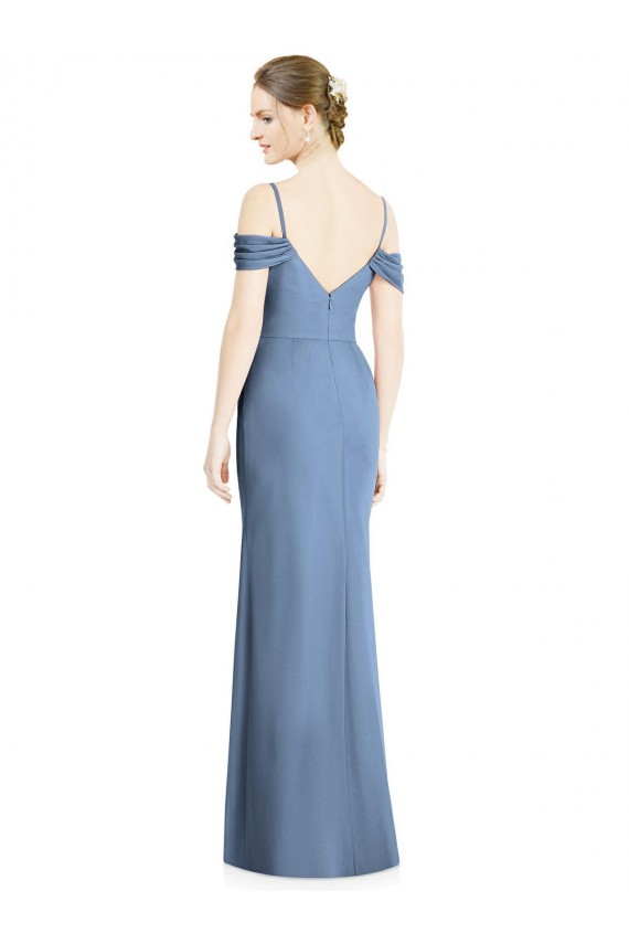 Soft Chiffon Open Back Long Off the Shoulder A-Line Formal Evening Gown / Bridesmaid Dress Sudbury