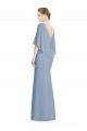 Soft Chiffon Long V-Neck Dusty Blue Trumpet Bridesmaid Dress Sudbury