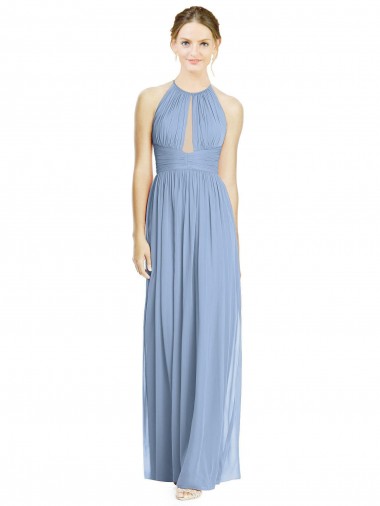 Chiffon Long Halter Neck A-Line Wedding Party Dress Sudbury