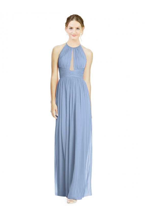 Chiffon Long Halter Neck A-Line Wedding Party Dress Sudbury