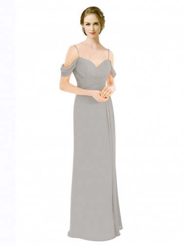 Soft Chiffon & Lace Open Back Long Off the Shoulder A-Line Bridesmaid Dress Sudbury