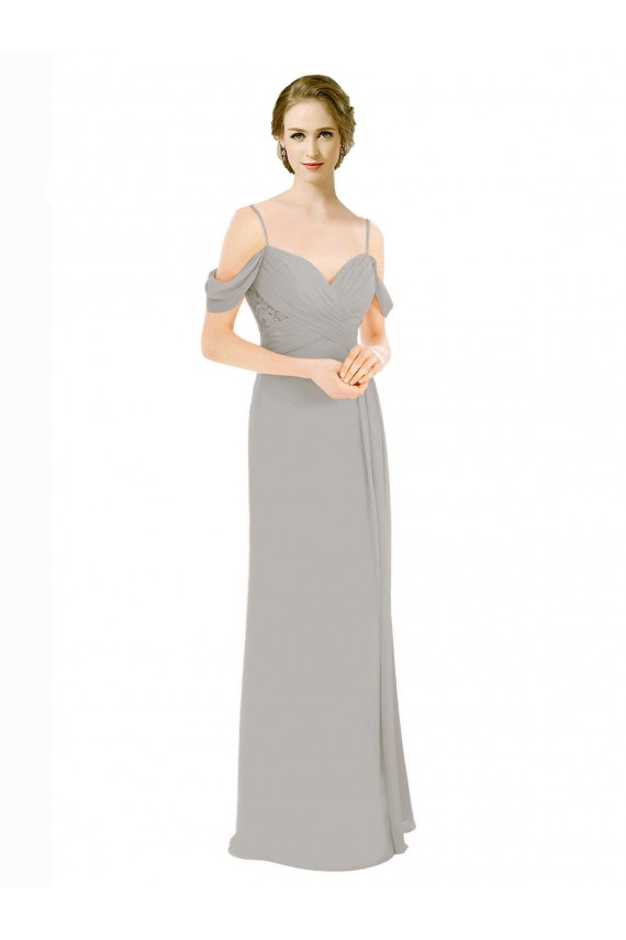 Soft Chiffon & Lace Open Back Long Off the Shoulder A-Line Bridesmaid Dress Sudbury