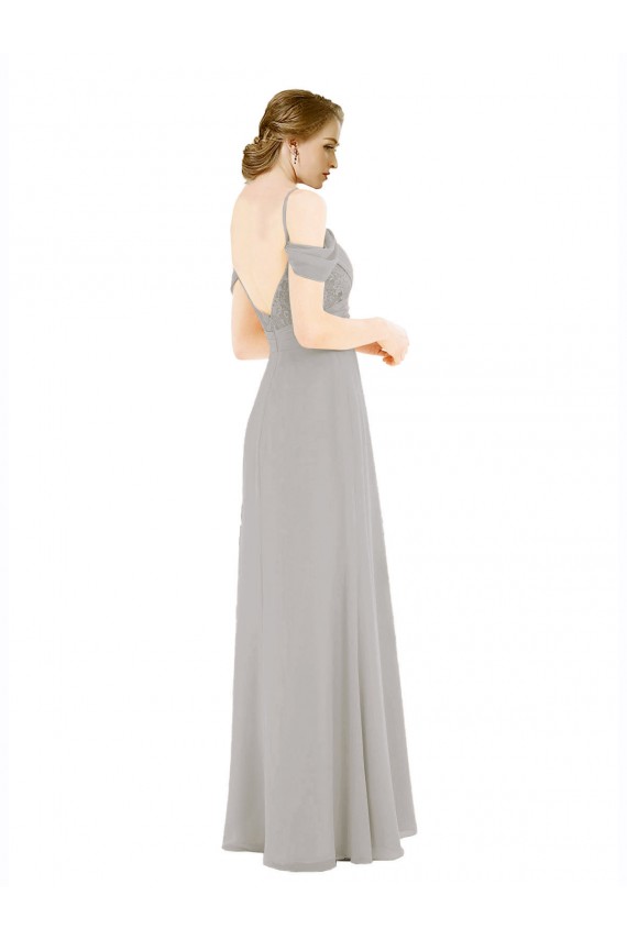 Soft Chiffon & Lace Open Back Long Off the Shoulder A-Line Bridesmaid Dress Sudbury