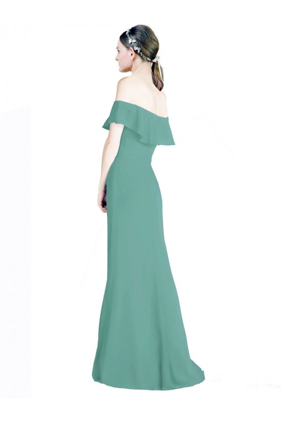 Soft Chiffon Long Off the Shoulder Icelandic Silver A-Line Bridal Party Dress Sudbury