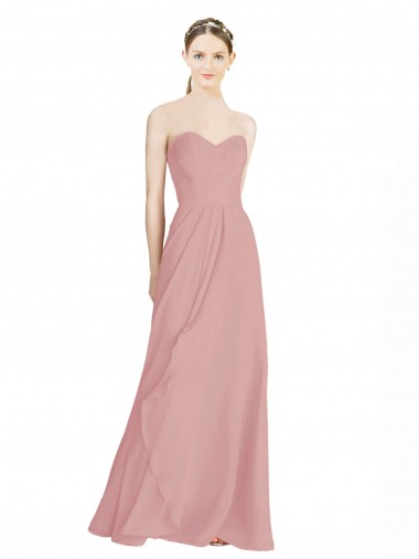 Soft Chiffon Low Back Long Sweetheart Dusty Pink A-Line Bridesmaid Dress / Formal Dress Sudbury