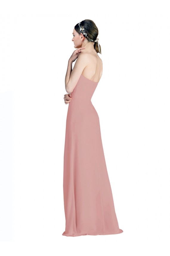 Soft Chiffon Low Back Long Sweetheart Dusty Pink A-Line Bridesmaid Dress / Formal Dress Sudbury