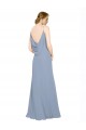 Chiffon Long Spaghetti Straps Dusty Blue A-Line Bridesmaid Dress / Evening Dress Sudbury