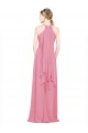 Chiffon Long Halter Neck Skin Pink A-Line Bridesmaid Dress / Evening Dress Sudbury