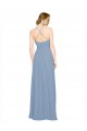 Chiffon Criss Cross Open Back Long Halter Neck Dusty Blue A-Line Bridesmaid Dress / Evening Dress Sudbury