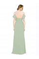 Lxue Chiffon Low Back Long Off the Shoulder Smoke Green A-Line Bridesmaid Dress Sudbury