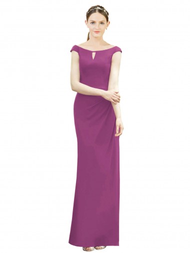 Soft Chiffon Long Boat Neck Wild Berry Mermaid Bridesmaid Dress Sudbury