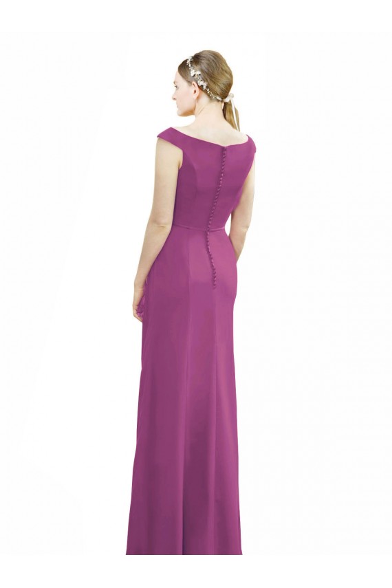 Soft Chiffon Long Boat Neck Wild Berry Mermaid Bridesmaid Dress Sudbury