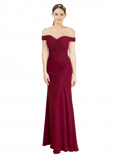Soft Chiffon Long Off the Shoulder Mermaid Black Tie Prom Dress / Bridesmaid Dress Sudbury
