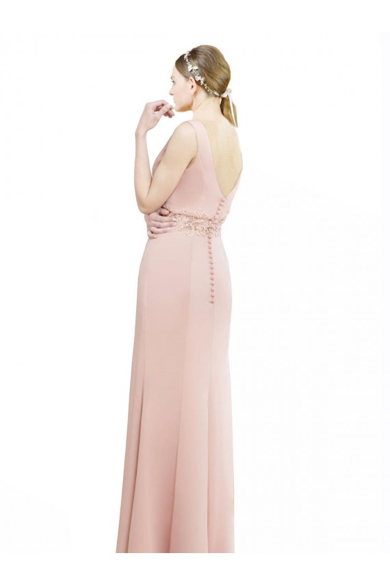 Soft Chiffon Long Boat Neck Bliss Pink Mermaid Bridesmaid Dress Sudbury
