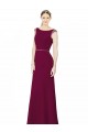 Soft Chiffon Low Back Long Boat Neck Burgundy A-Line Bridesmaid Dress Sudbury
