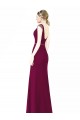 Soft Chiffon Low Back Long Boat Neck Burgundy A-Line Bridesmaid Dress Sudbury