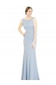 Soft Chiffon Low Back Long Boat Neck Light Sky Blue A-Line Bridesmaid Dress Sudbury