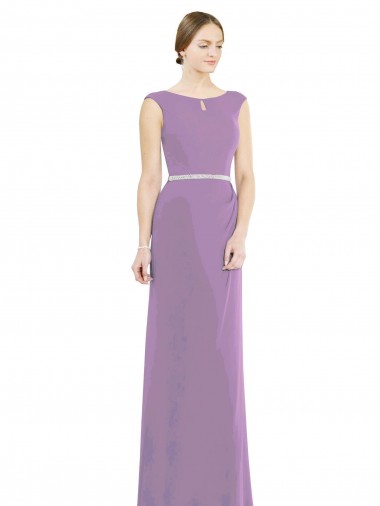 Soft Chiffon Low Back Long Boat Neck A-Line Formal Dress / Bridesmaid Dress Sudbury