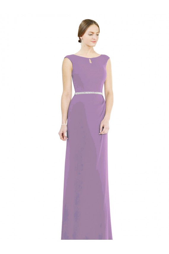 Soft Chiffon Low Back Long Boat Neck A-Line Formal Dress / Bridesmaid Dress Sudbury