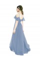 Lxue Chiffon Long V-Neck Dusty Blue A-Line Bridesmaid Dress Sudbury