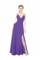 Soft Chiffon Long Spaghetti Straps Purple A-Line Bridesmaid Dress Sudbury