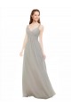 Soft Chiffon Criss Cross Back Long Spaghetti Straps Silver A-Line Bridesmaid Dress Sudbury