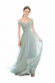 Soft Chiffon & Lace Long Off the Shoulder Sea Glass A-Line Bridesmaid Dress Sudbury
