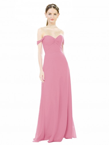 Soft Chiffon Long Off the Shoulder Skin Pink A-Line Formal Dress / Bridesmaid Dress Sudbury
