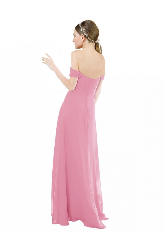 Soft Chiffon Long Off the Shoulder Skin Pink A-Line Formal Dress / Bridesmaid Dress Sudbury