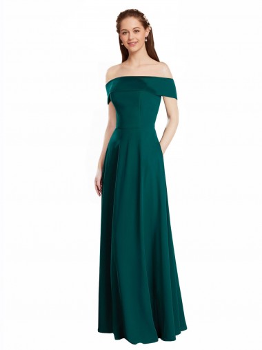 Soft Chiffon Long Off the Shoulder Hunter A-Line Bridesmaid Dress Sudbury