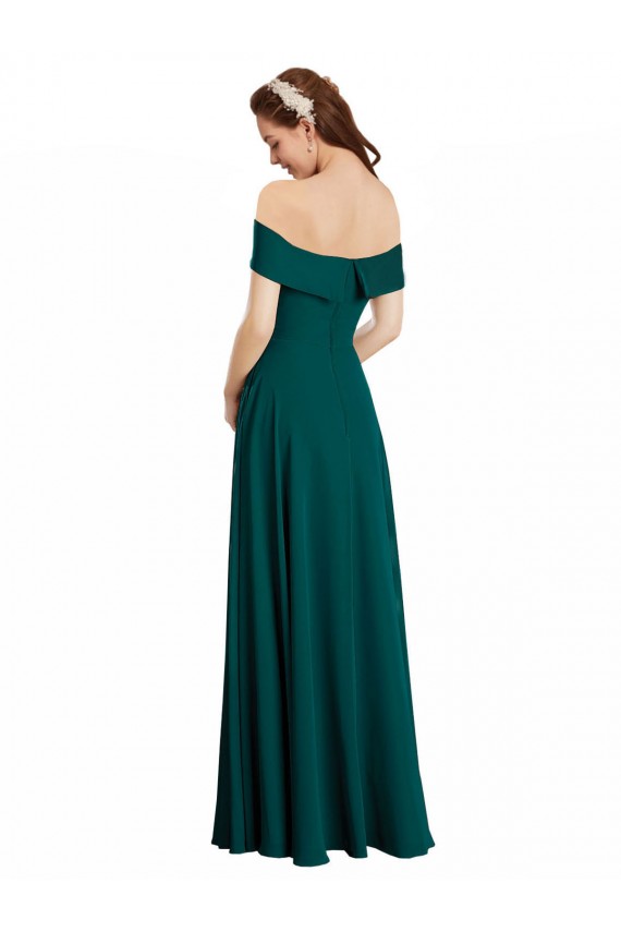 Soft Chiffon Long Off the Shoulder Hunter A-Line Bridesmaid Dress Sudbury