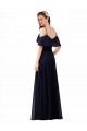 Soft Chiffon Long Off the Shoulder Dark Navy A-Line Bridesmaid Dress Sudbury