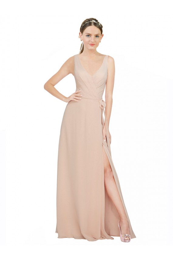 Luxe Chiffon Long V-Neck A-Line Bridesmaid Dress / Evening Dress Sudbury