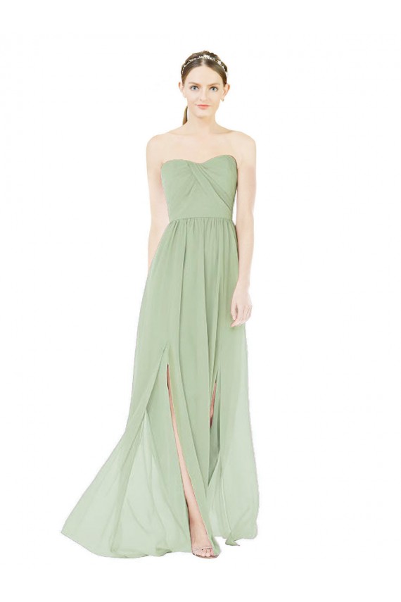 Soft Chiffon Low Back Long Sweetheart Sage A-Line Semi Formal Evening Dress / Bridesmaid Dress Sudbury