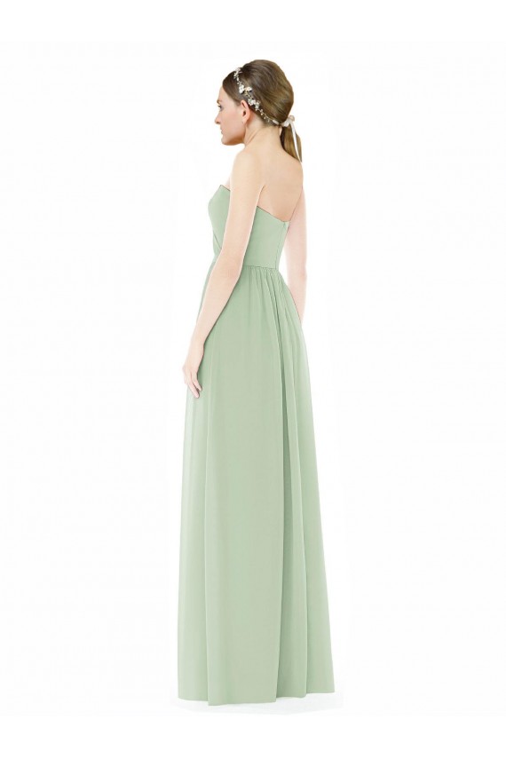 Soft Chiffon Low Back Long Sweetheart Sage A-Line Semi Formal Evening Dress / Bridesmaid Dress Sudbury