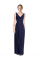 Soft Chiffon V-Back Long Cowl Neck Dark Navy A-Line Bridesmaid Dress Sudbury