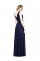 Soft Chiffon V-Back Long Cowl Neck Dark Navy A-Line Bridesmaid Dress Sudbury