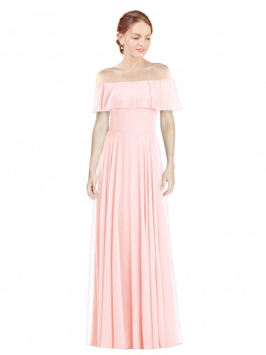 Soft Chiffon Long Off the Shoulder A-Line Formal Bridesmaid Dress Sudbury