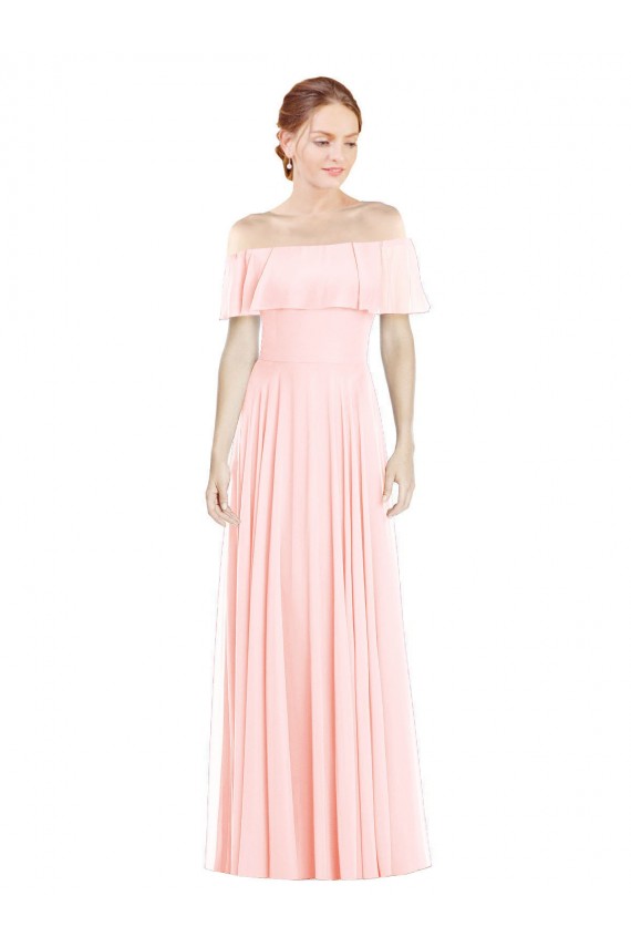 Soft Chiffon Long Off the Shoulder A-Line Formal Bridesmaid Dress Sudbury