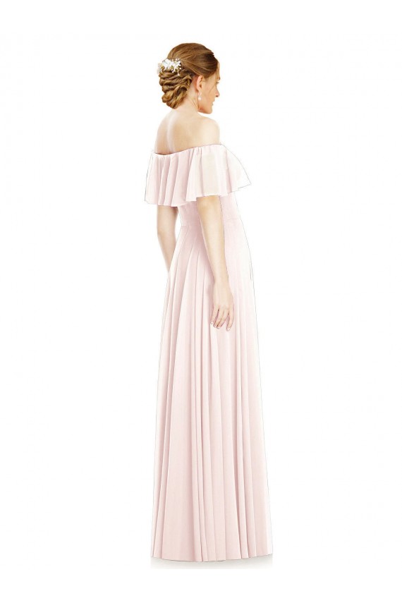 Soft Chiffon Long Off the Shoulder A-Line Formal Bridesmaid Dress Sudbury