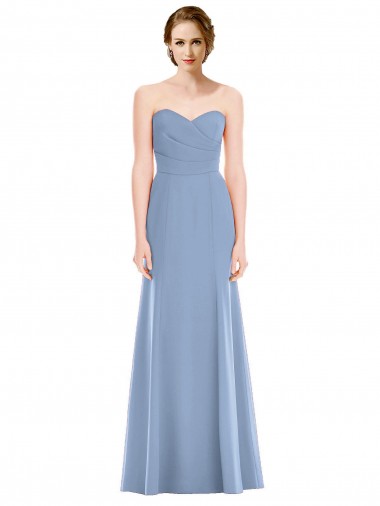 Soft Chiffon Long Sweetheart Dusty Blue Mermaid Bridesmaid Dress Sudbury