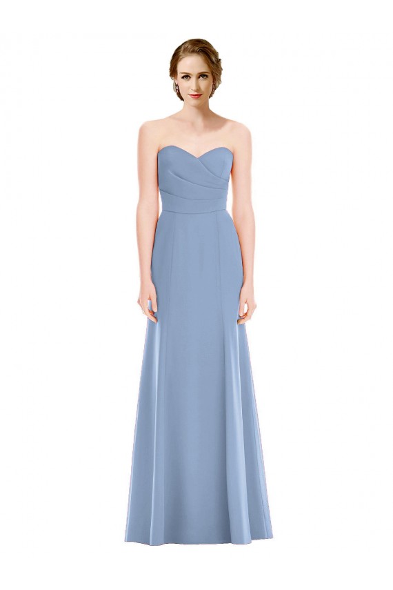 Soft Chiffon Long Sweetheart Dusty Blue Mermaid Bridesmaid Dress Sudbury