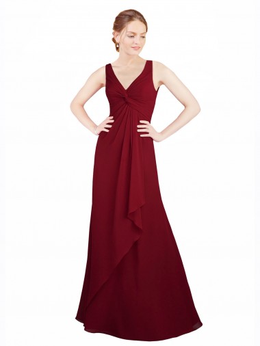 Chiffon Long V-Neck A-Line Bridesmaid Dress / Evening Dress Sudbury