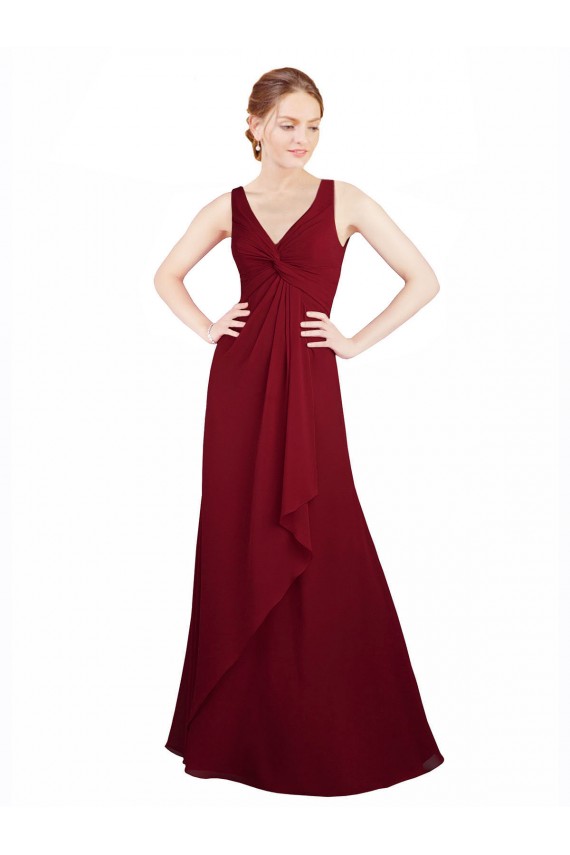 Chiffon Long V-Neck A-Line Bridesmaid Dress / Evening Dress Sudbury