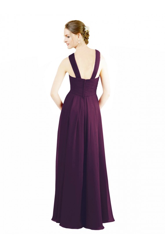 Soft Chiffon Long Halter Neck Grape A-Line Bridesmaid Dress Sudbury