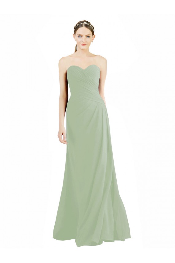 Soft Chiffon Long Sweetheart Smoke Green A-Line Bridesmaid Dress Sudbury