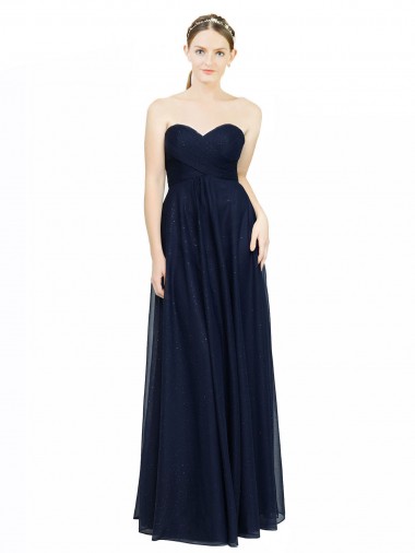 Chiffon Low Back Long Sweetheart Dark Navy A-Line Bridesmaid Dress / Evening Dress Sudbury