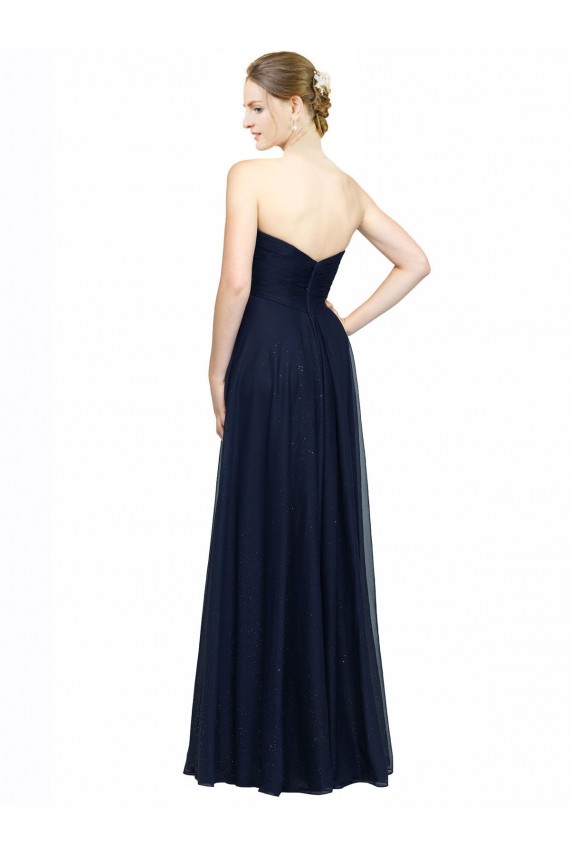 Chiffon Low Back Long Sweetheart Dark Navy A-Line Bridesmaid Dress / Evening Dress Sudbury