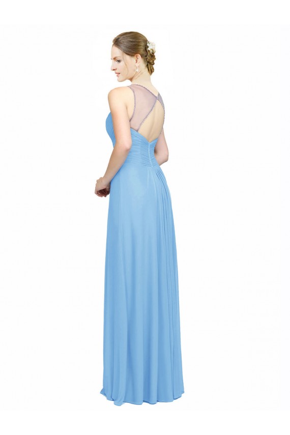 Chiffon Keyhole Back Long Spaghetti Straps A-Line Bridesmaid Dress / Evening Dress Sudbury