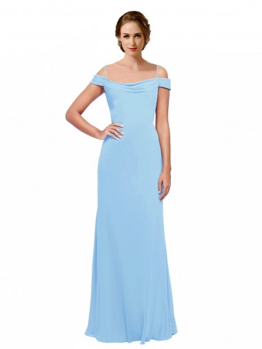 Soft Chiffon Long Off the Shoulder Periwinkle A-Line Bridesmaid Dress Sudbury
